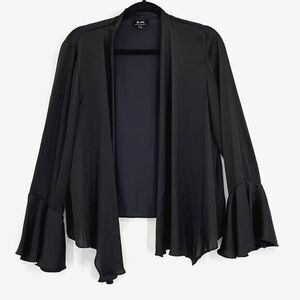 Bardot Womens‎ Satin Open Front Cardigan Drapey Lightweight Bell Cuffs Black M